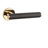 Okucia drzwiowe MP AS - EGERIA - R 7S (OLV - Mosiądz lakierowany polerowany / skóra brązowa) - MP OLV (mosiądz polerowany i lakierowany)