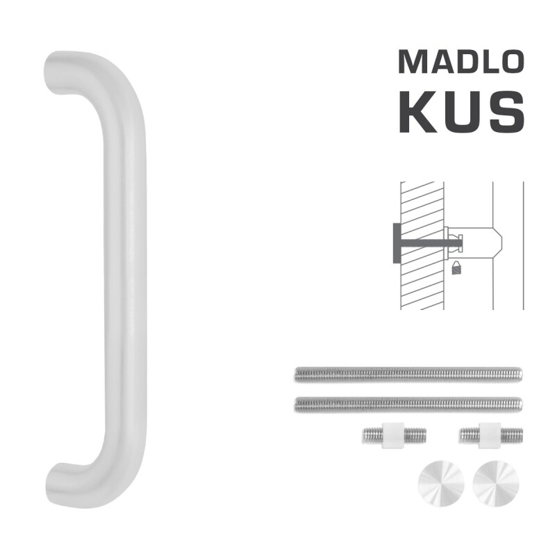 KLAMKA DRZWIOWA MP kod K01 Ø 32 mm UN - rozstaw 350 mm (WS - Biały mat)