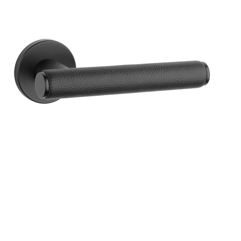 Okucia drzwiowe MP AS - EGERIA - R 7S (BS - Czarny mat / czarna skóra)