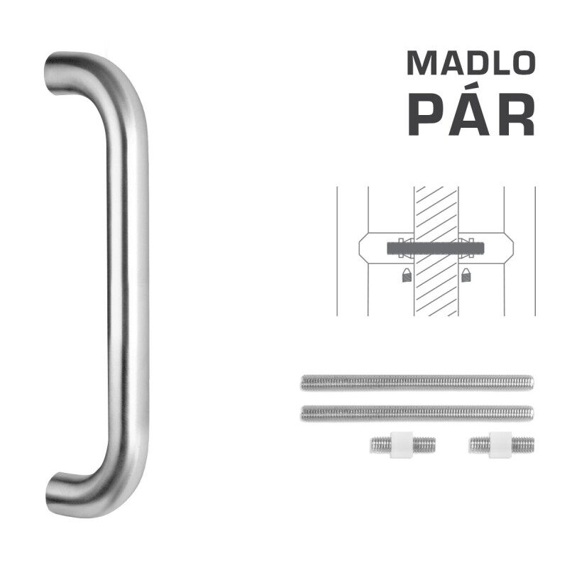 Klamka MP FT - kod K01 Ø 30 mm UN - para (BN - Stal nierdzewna szczotkowana) - Długość: 630 mm600 mmØ 30 mm
