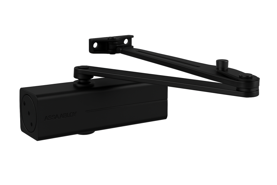 Drzwi samozamykające ASSA ABLOY DC200 z 190 ramionami (czarne) - bez zamka