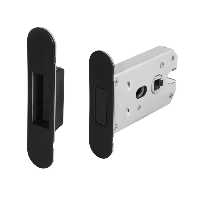 Zamek magnetyczny MP MPK z blachą zaczepową (BS - Czarny mat)