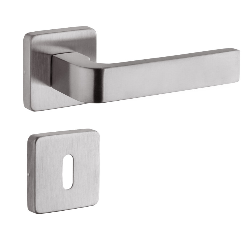 Okucia do drzwi ROSTEX DANTE/H z trzpieniami (STAL NIERDZEWNA MATOWA)