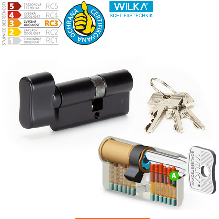 Wkładka cylindryczna z gałką ACT WILKA RC3 (czarna)