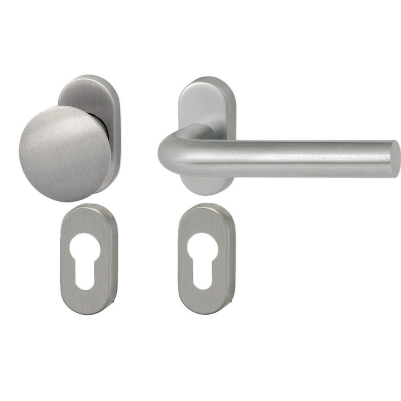 Okucia drzwiowe HOLAR MT 01 z kulką i rozetą owalną (stal nierdzewna)