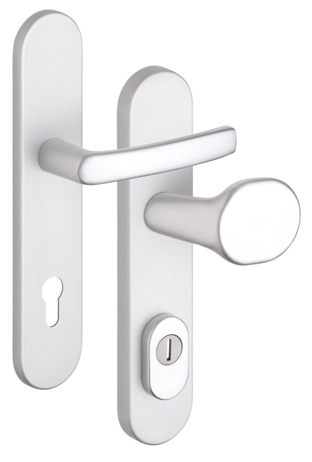 WYPRZEDAŻ Okucia zabezpieczające aluminiowe ROSTEX EL1 (F1 - anodowane naturalnie) - klamka/klamka