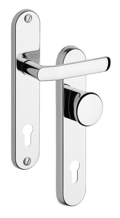 WYPRZEDAŻ Okucia zabezpieczające ROSTEX 802/O BARYT - klamka/klamka, rozstaw 92 mm, grubość 60 mm (czarny)