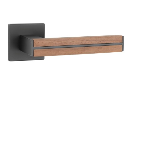 Okucia drzwiowe MP AS - IMPERATA - HR 7S (BS - Czarny mat / drewno orzechowe)