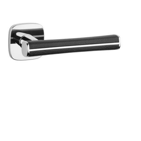 Okucia drzwiowe MP AS - DAVIDIA - QR 7S (OC - Chrom błyszczący / skóra czarna)
