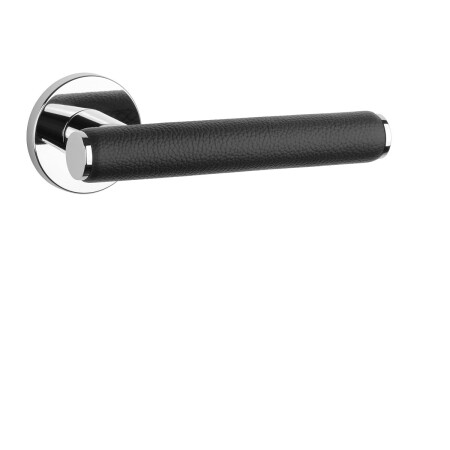 Okucia drzwiowe MP AS - EGERIA - R 7S (OC - Chrom błyszczący / skóra czarna)