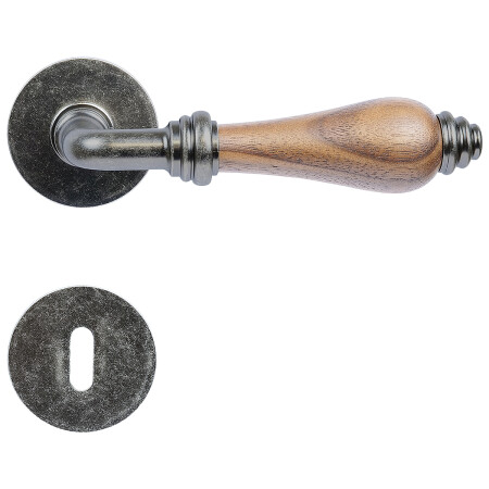 Okucia drzwiowe RICHTER RK.E16.BERGAMO (antyczne srebro/naturalne drewno-czarny orzech)