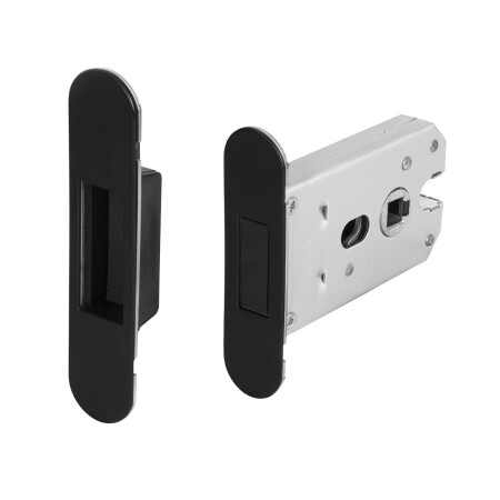 Zamek magnetyczny MP MPK z blachą zaczepową (BS - Czarny mat)