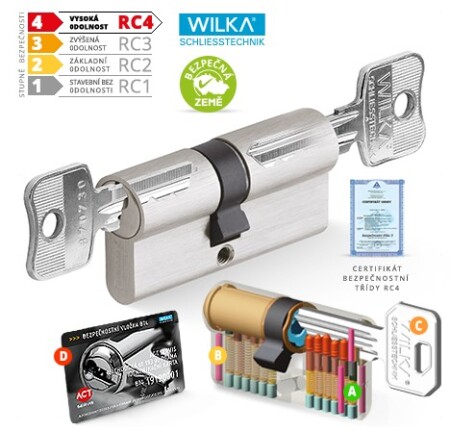 Dwustronny cylinder bezpieczeństwa cylindryczny WILKA RC4