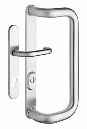 Klamka rurowa ROSTEX G z uchwytem i osłoną (stal nierdzewna matowa)