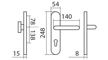 Okucie zabezpieczające TWIN COLUMBUS DEF HR H 2094KS z klamką GULF (E)