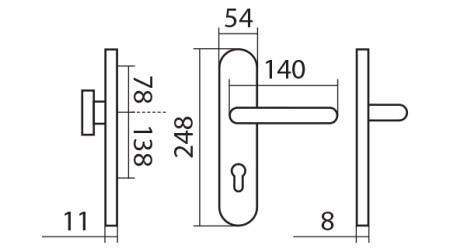 Okucie zabezpieczające TWIN COLUMBUS HR H 2094KS z uchwytem CARLA (E)