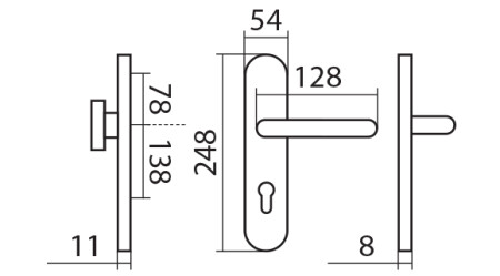 Okucie zabezpieczające TWIN COLUMBUS HR H 2094KS z uchwytem ALA (E)