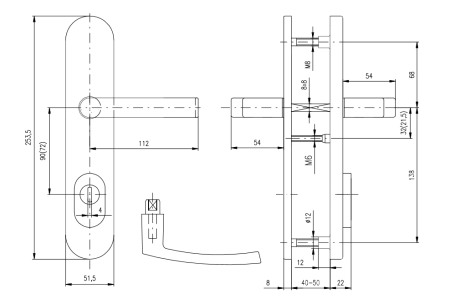 Okucia aluminiowe zabezpieczające ROSTEX BK EL4 (F1 - anodowane naturalnie)