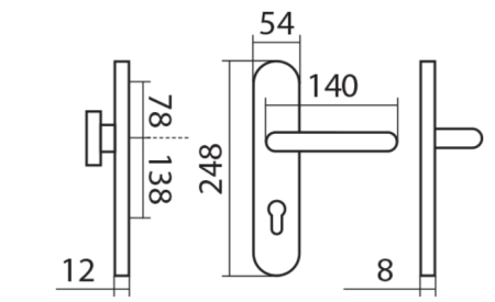 Okucie zabezpieczające TWIN COLUMBUS H 2087KS z uchwytem GULF (E)
