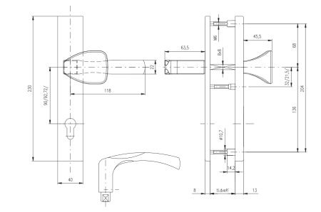 Okucia zabezpieczające ROSTEX RN802 MANDELO (STAL NIERDZEWNA-MAT)