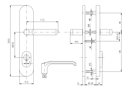 Okucia aluminiowe zabezpieczające ROSTEX BK EL4 BARYT (CZARNY)