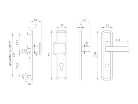 Okucia drzwiowe MP MI - QB SECUR / SUN 1 (ONS - Błyszczący nikiel szczotkowany)