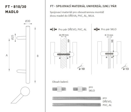 KLAMKA kod MP K10 Ø 30 mm UN - para (BS - czarny mat)