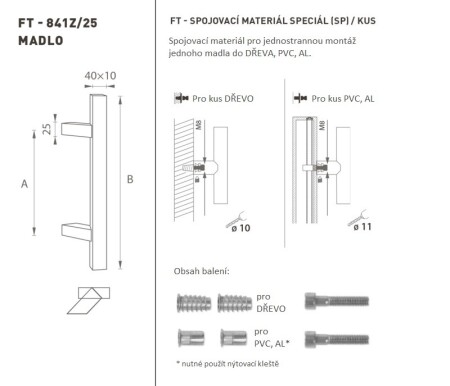 KLAMKA MP kod K41Z 40x10 mm SP - szt. (WS - Biały mat)