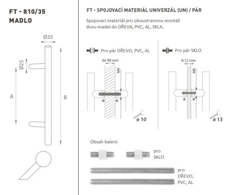 KLAMKA kod MP K10 Ø 35 mm UN - para (BS - czarny mat)