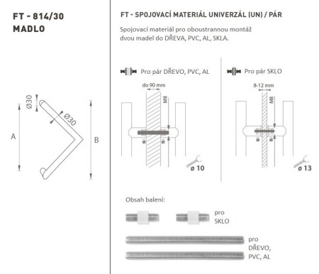 KLAMKA kod MP K14 Ø 30 mm UN - para (BS - czarny mat)