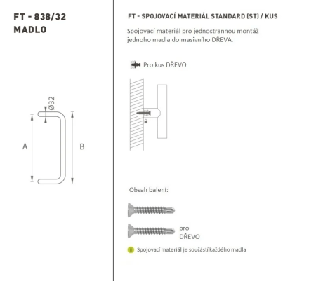 KLAMKA kod MP K38 Ø 32 mm ST - szt. (BS - Czarny mat)