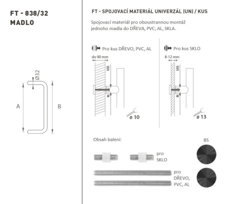 KLAMKA kod MP K38 Ø 32 mm UN - szt. (BS - czarny mat)