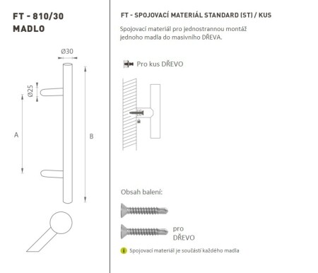 KLAMKA kod MP K10 Ø 30 mm ST - szt. (BN - stal nierdzewna szczotkowana)