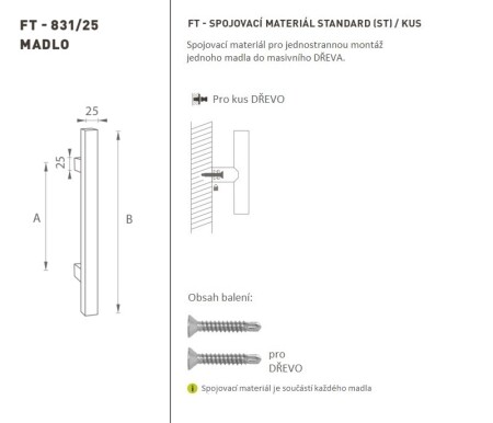 KLAMKA MP kod K31 25x25 mm ST - szt. (BN - Stal nierdzewna szczotkowana)