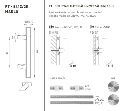 KLAMKA kod MP K41Z 40x10 mm UN - szt. (BN - stal nierdzewna szczotkowana)