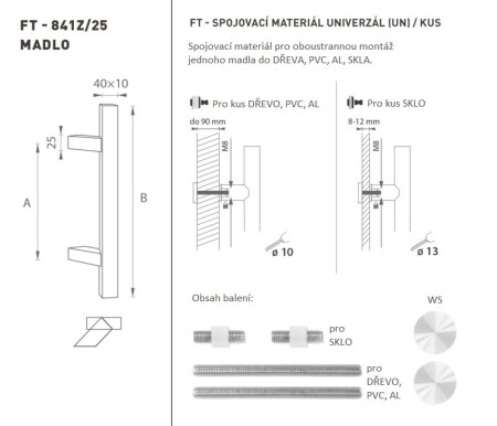 KLAMKA kod MP K41Z 40x10 mm UN - szt. (WS - Biały mat)