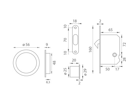 Zestaw do drzwi przesuwnych MP 2850 WC - R (BS - Czarny mat)