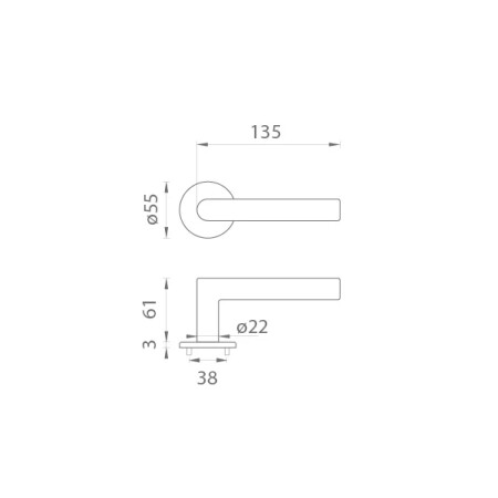 Okucia drzwiowe MP - FAVORIT 22 - R 3SM (BS - Czarny mat)