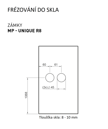 ZAMEK do drzwi szklanych MP UNIQUE R8 z klamką SULLA - BBQ (BS - Matowa czerń)