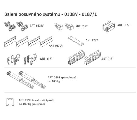 SYSTEM PRZESUWNY MP SERIA 100 CICHY SZKŁO S 100 KG SP