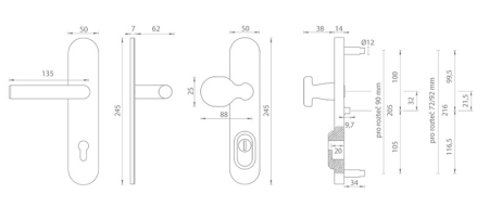 Okucia zabezpieczające MP MPK - SECURO S01 PLUS - SO M1 FAVORIT (BS - Czarny mat)