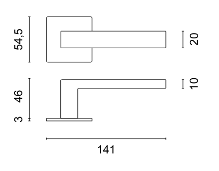 Okucia drzwiowe MP SH - KWADRATOWE - HR 1760 3SM (BN - Stal nierdzewna szczotkowana)