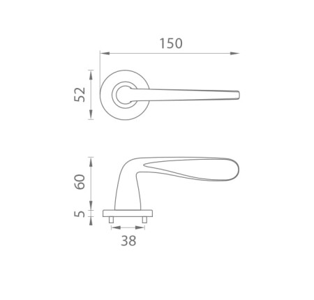 Door hardware MP AS - HIACYNTA - R 5S (OCS - Brushed chrome)