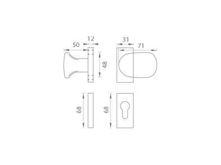 Klamka MP WA - FELIX - UR Silver (RAL 9006)