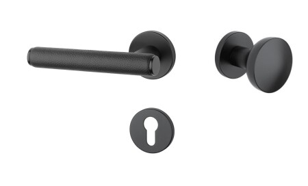 Okucia drzwiowe MP AS - EGERIA - R 7S (BS - Czarny mat / czarna skóra)