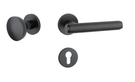 Okucia drzwiowe MP AS - EGERIA - R 7S (BS - Czarny mat / czarna skóra)