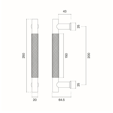 Klamka MP SH 1770 - szt. (BS - Czarny mat) - Długość: 250 mm200 mmØ 20 mm
