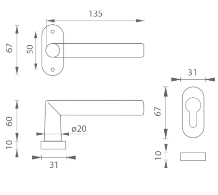 Okucia drzwiowe MP Favorit - UOR (CZARNY MAT)