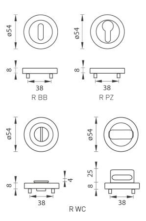 Rozeta drzwiowa MP SH - R PRO 8 MM (CUM PVD - Miedziany mat PVD)