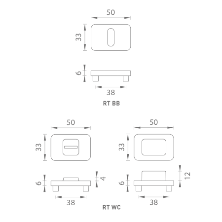 Rozeta drzwiowa MP MPK - PERFECTA - RT (T - Titanium)
